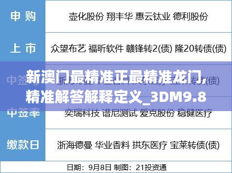 新澳门最精准正最精准龙门,精准解答解释定义_3DM9.868