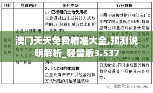 澳门天天免费精准大全,预测说明解析_轻量版3.537