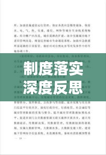 制度落实深度反思，执行不力之症结与改进策略