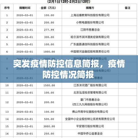 突发疫情防控信息简报，疫情防控情况简报 
