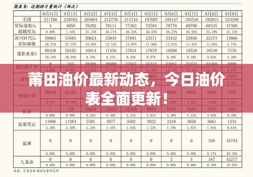 莆田油价最新动态，今日油价表全面更新！