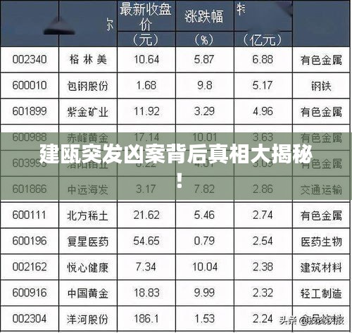 建瓯突发凶案背后真相大揭秘！