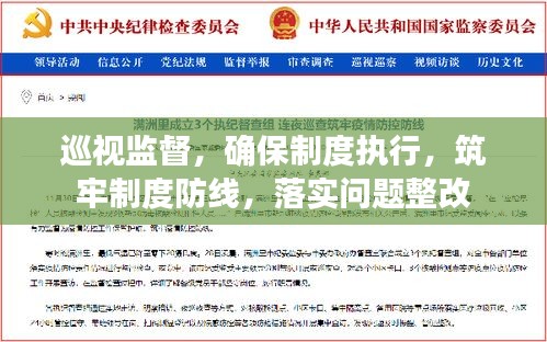 巡视监督，确保制度执行，筑牢制度防线，落实问题整改