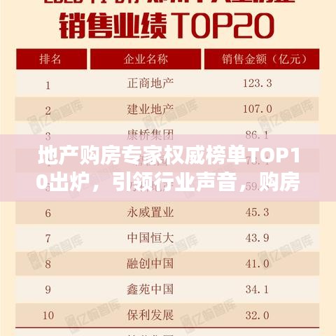地产购房专家权威榜单TOP10出炉，引领行业声音，购房指南必备参考